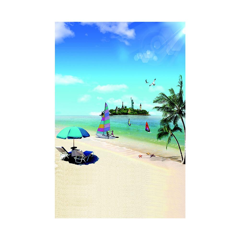 Summer Seaside Beach Photography Backdrop Tropical Ocean Palm Tree Sand Scenic Background for Photo Studio Portrait Video Shoot Party Decor Props
