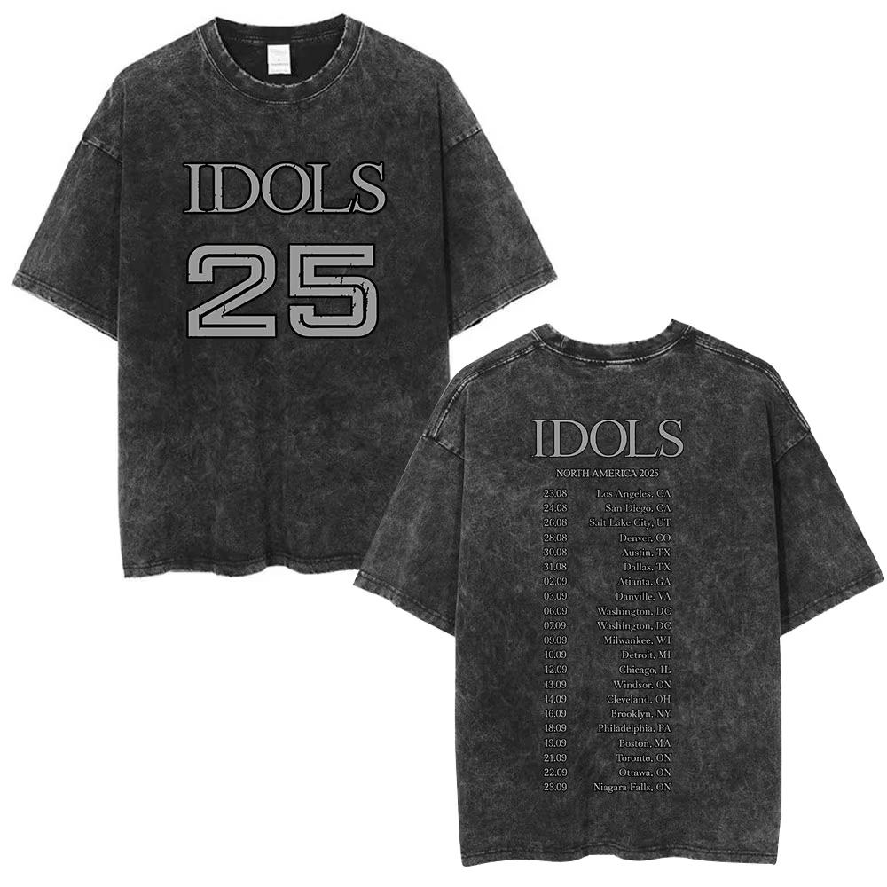 T-shirt Merch Vintage Lavé Singer Yungblud IDOLS Album Hommes Femmes Vêtements Mode Manches Courtes Coton Décontracté Surdimensionné