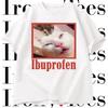Tricou cu Meme Pisică Ibuprofen Bărbați Casual Amuzant Pisică Grafică Tricouri Modă Gât Rotund Bărbați Femei Haine Unisex Streetwear Tricouri
