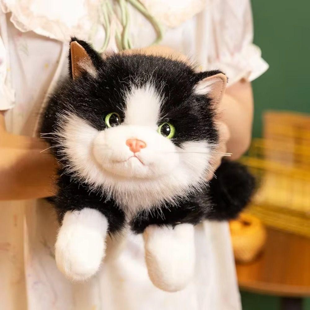 Cute Simulation Cat Plush Toys Soft Realistic Voiced Fluffy Cat Doll Stuffed Animal Cute Kid Birthday Gift Home Decor