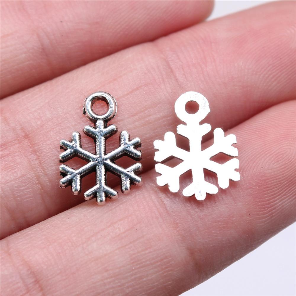 20pcs Metal Zinc Alloy Mix Sizes Snowflakes Charms Fit Jewelry Christmas Pendant Makings DIY Handmade Craft
