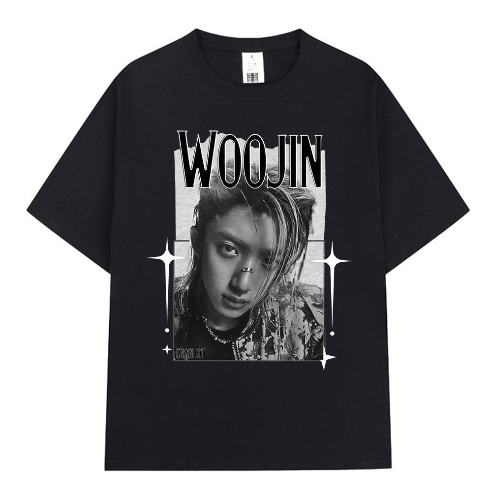 Korean Kpop Hip Hop Group Lngshot WOOJIN T-shirt Men's Women Clothing Fashion Tees Oversized Cotton Short Sleeve Tops