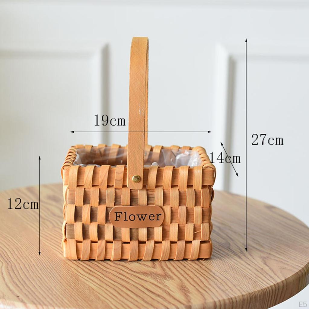Handmade Rattan Woven Flower Hand Baskets Cosmetic Snack