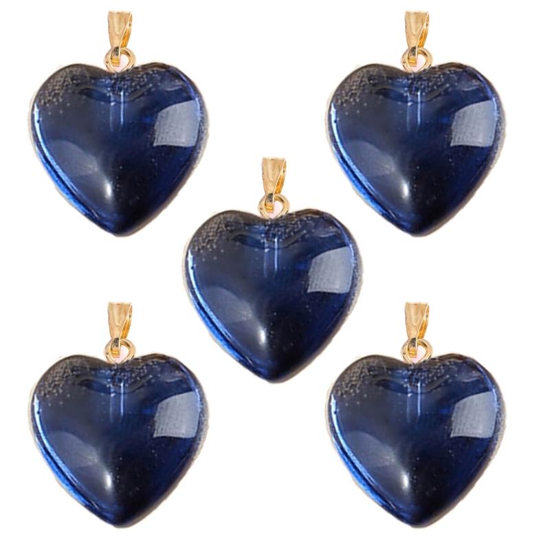 5 Piezas Colgantes Encanto Corazón de Vidrio para Hacer Joyería Elegante Colgante Corazón Esmaltado DIY Cadena de Clavícula Joyería Colgantes para Mujeres