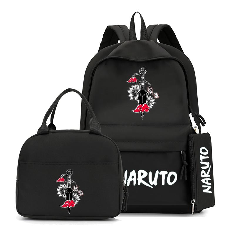 3 stuks/set Anime Naruto Rugzak met Lunchtas voor Meisje Jongen Student Terug naar school Boekentas Schooltas Mannen Vrouwen Vrijetijdsreistas
