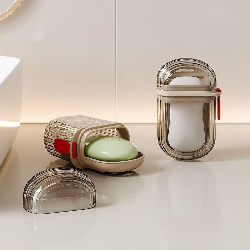 1/2pcs Portable Plastic Soap Case for Travel Container Dish Tray Travel Soap Dish with Drain Portable Soap Holder with Cover