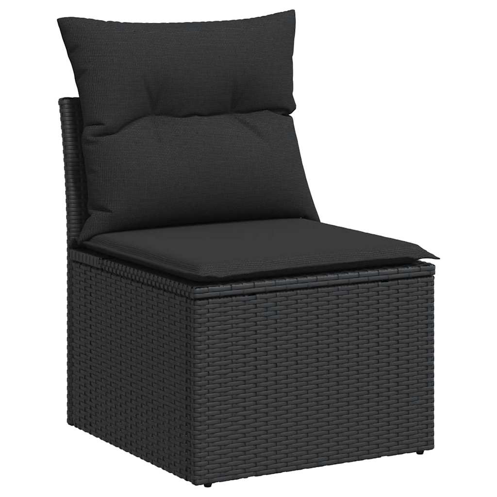 Vidaxl 6-Cz. Garden Furniture Set With Cushions, Black Poly Rattan