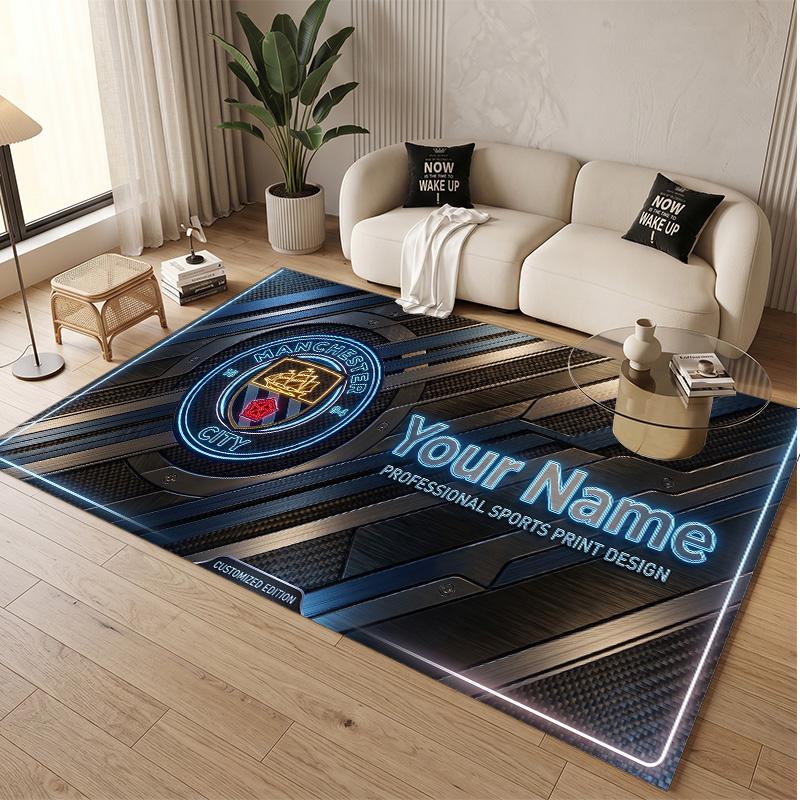 Personalized Crystal Velvet Carpet Manchester City Pattern Non Slip Floor Rug