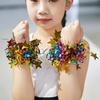 2Pcs Kids Dance Wrist Flower Star Decor Bright Colors Elastic Rubber Band Wristband Children Performance Party Wear Accessory