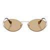 Full Frame Design Metal Oval Sunglasses Women Sunglasses Gold SMU52Y-ZVN10R54