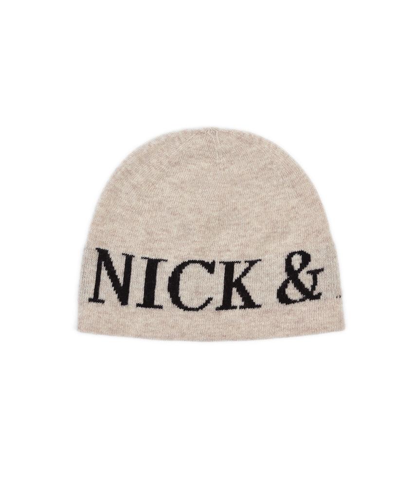 Nigaennikol Cashmere Lettering Jaquard Beanie_Beige