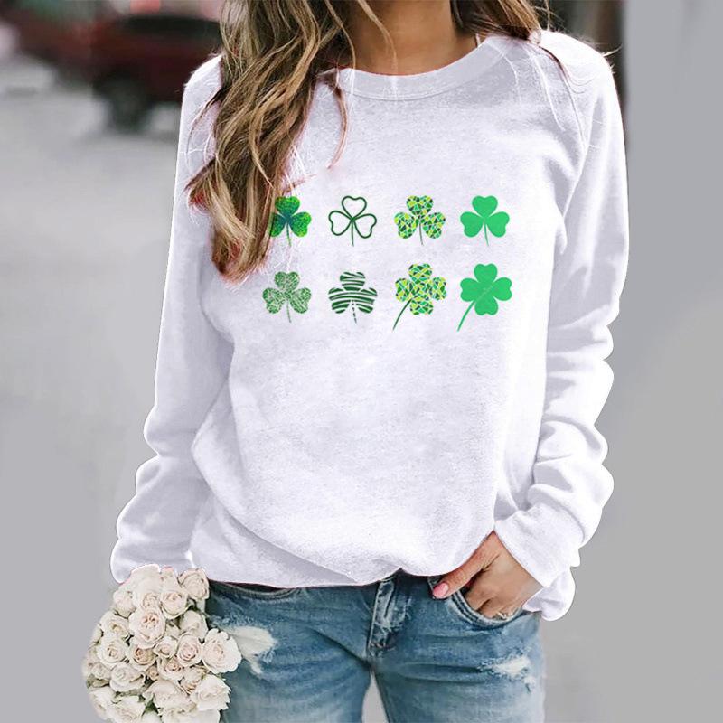 2026 Vierblättriges Kleeblatt 3D-Druck Urbaner Lässiger Raglan-Pullover