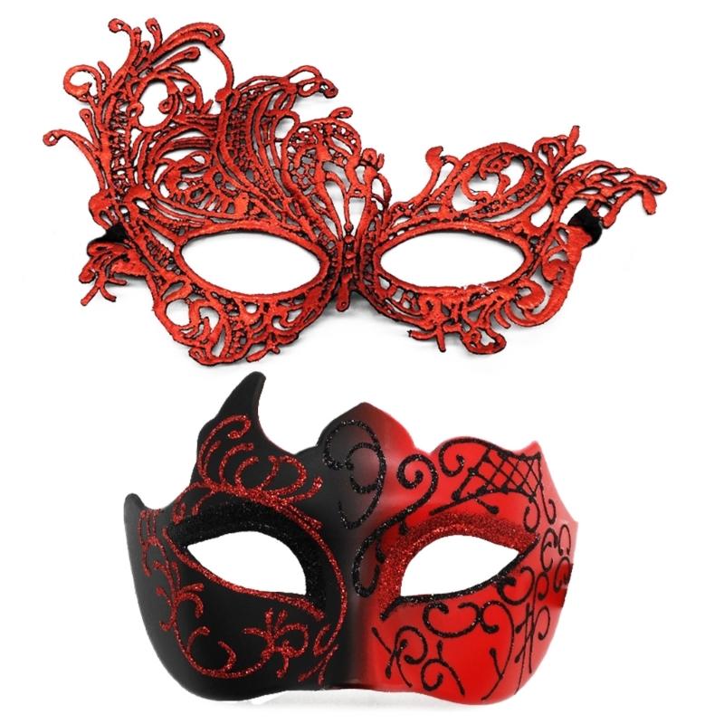 Couple Masquerades Mask Venetians Party Mask Halloween Costume Mask Mardi Gras Mask for Couples Women Men Half Face Mask