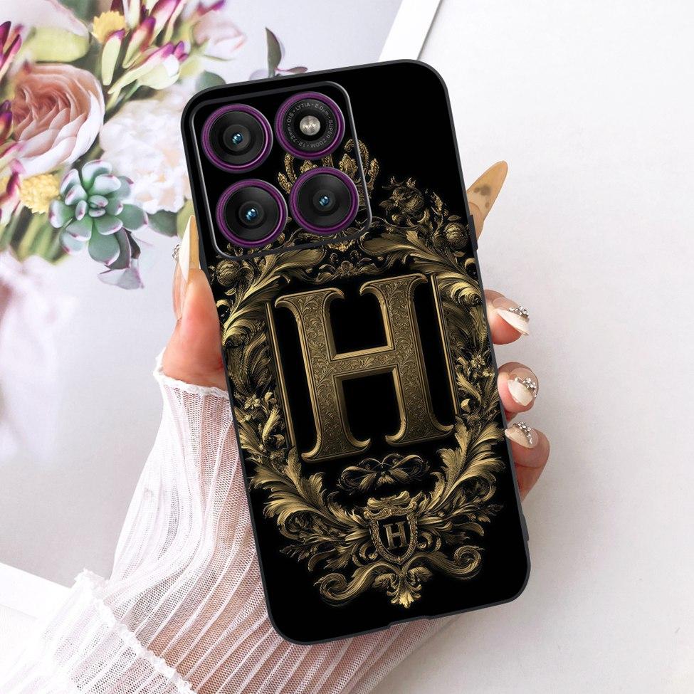For Motorola Edge 60 Pro Case Silicone Luxury Crown A-Z Letters 2D Painted Soft Casing For Motorola Edge 60Pro XT2507-1 Cover