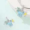 Happy Summer 925 Silver Seaside Vacation Island Coconut Tree Sunglasses Juice Charms Beads Fit Qikaola Bracelets DIY Jewelry