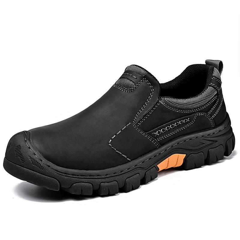 Vattentäta slip-on vandringsskor för män i konstläder för utomhusbruk, halkfria promenadsneakers, avslappnade loafers, arbetsskor, bekväma korta stövlar