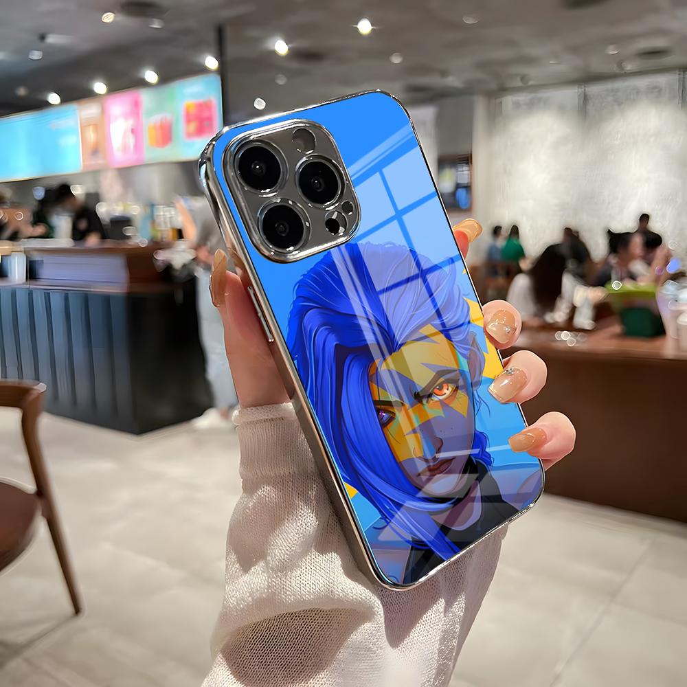Graffiti Arcane J-Jinx Phone Case For IPhone 17 Pro Max 15 Pro 16 14 Plus 12 13 Mini 11 Pro Shockproof Electroplated Glass Cove