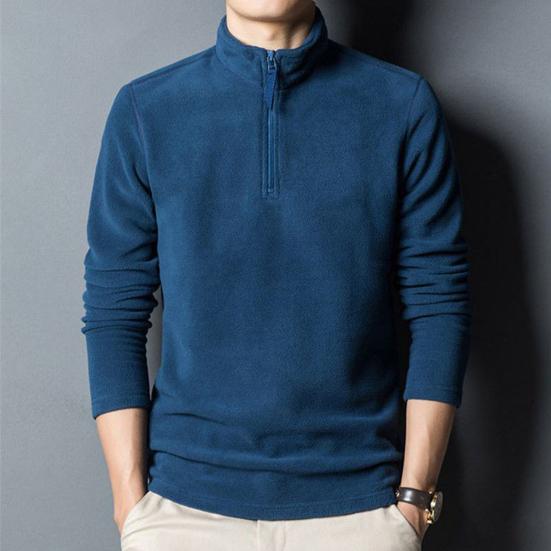 Hauts pour Hommes Col Montant Demi-Fermeture Éclair Manches Longues Sweat-Shirt Polaire Doux Chaud Respirant Hauts de Sport