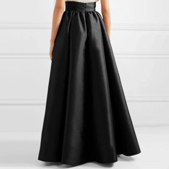Femmes Automne Faux Satin Maxi Jupe A-ligne Longueur Au Sol Couleur Unie Taille Haute Poches Jupe Élégant Vintage Décontracté Surdimensionné Longue Robe Jupe