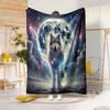 1pc Starry Sky Wolf Totem Dreamy Blanket, Full Starry Cloud Ins Style Atmosphere Blanket, Flannel Throw Available In Multiple Sizes, Large Size 59*79