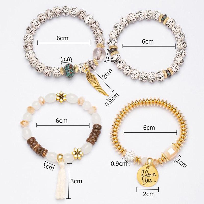 4 stks/set Boho Elastisch Touw Kwastje Armbanden Verklaring Hars Kristal Steen Handgemaakte Kralen Armbanden Armbanden Fashion Party Sieraden
