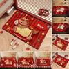 2026 Cartoon Horse Rug Year of The Horse Red Floor Mat Non-Slip Absorbent Entrance Rug Cute Horse Doormat for Bathroom Bedroom New Year Decoration