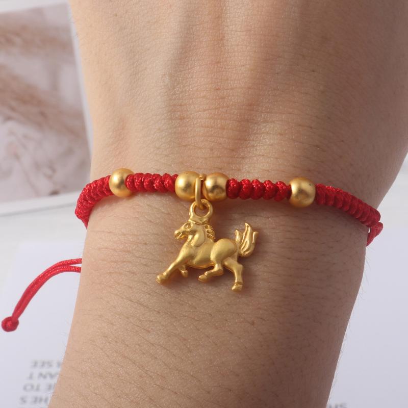 2026 Horse Year Lucky Red Rope Bracelet Chinese Style Zodiac Horse Braided Bracelet Women Jewelry