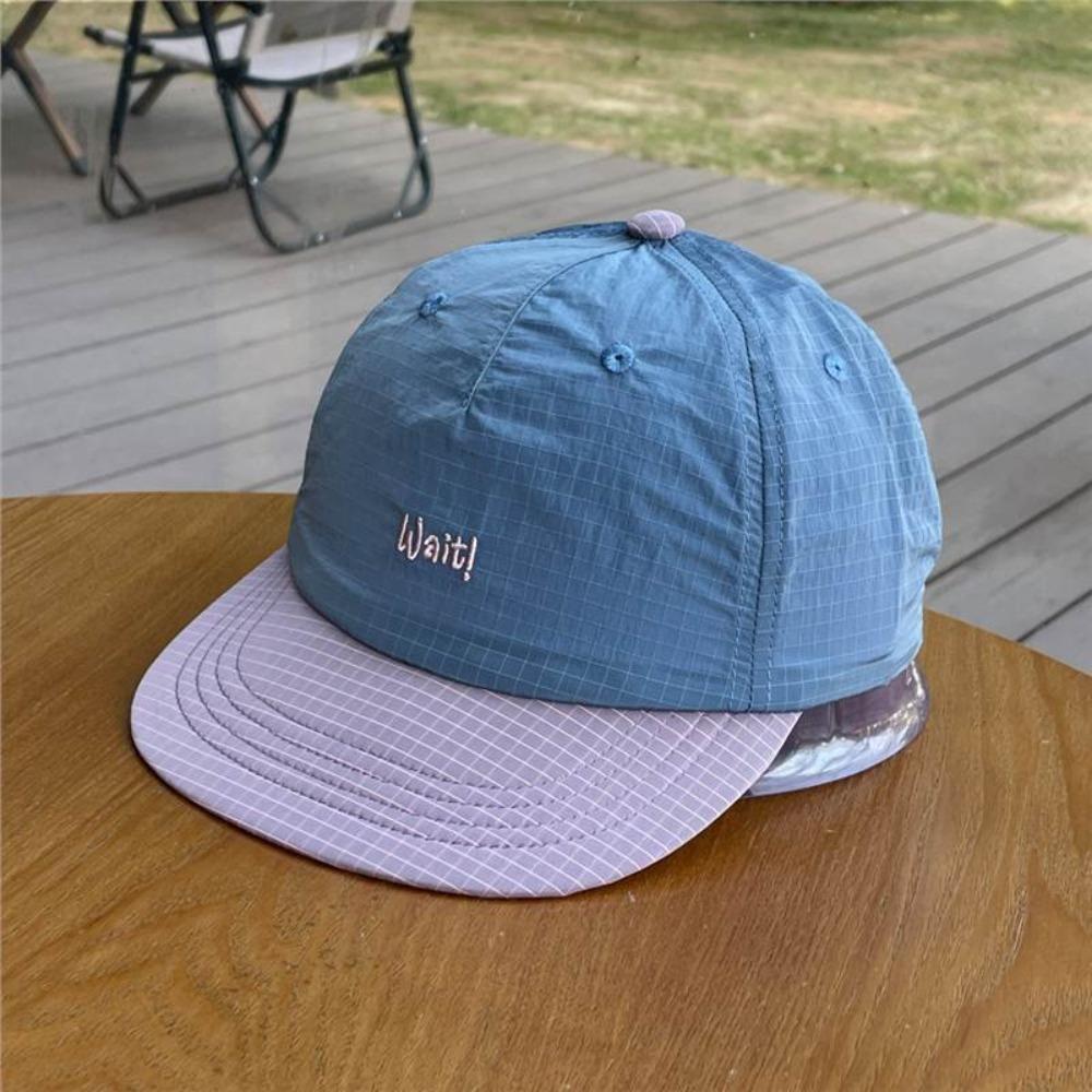 Short Brim Baseball Cap for Men Women, Korean Style Colorblock Embroidery Letter Design, Suitable for Outdoor Camping Hiking