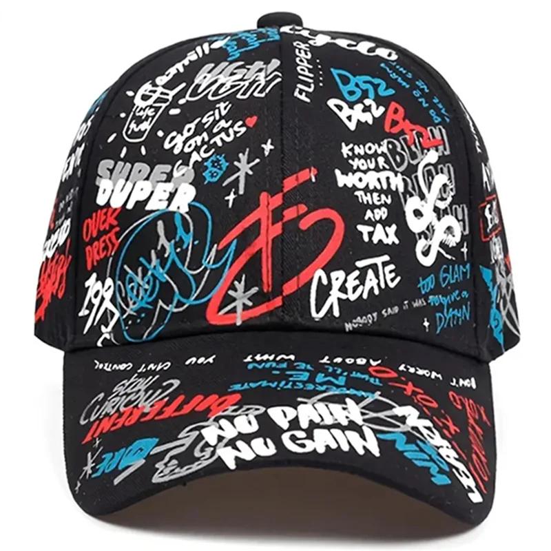 Baseball Print Graffiti Art Street Urban Style Lettering Alphabet Neutral Gender Women Men For 1Piece Caps Spring And Autumn Outdoor Adjustable