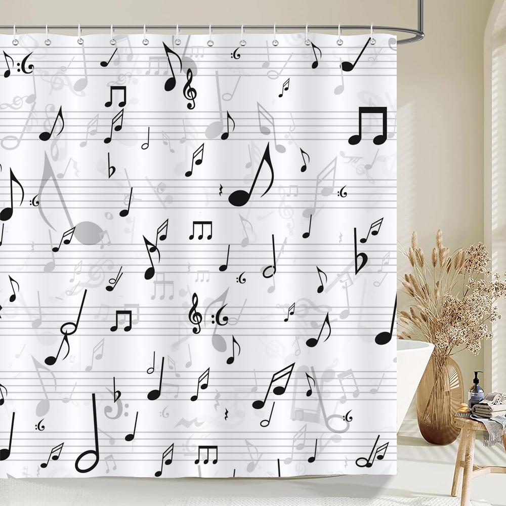 3D Music Rock Style Printed Shower Curtains Bathroom Curtain Frabic Waterproof Polyester Bath Curtain Home Decoration With Hooks