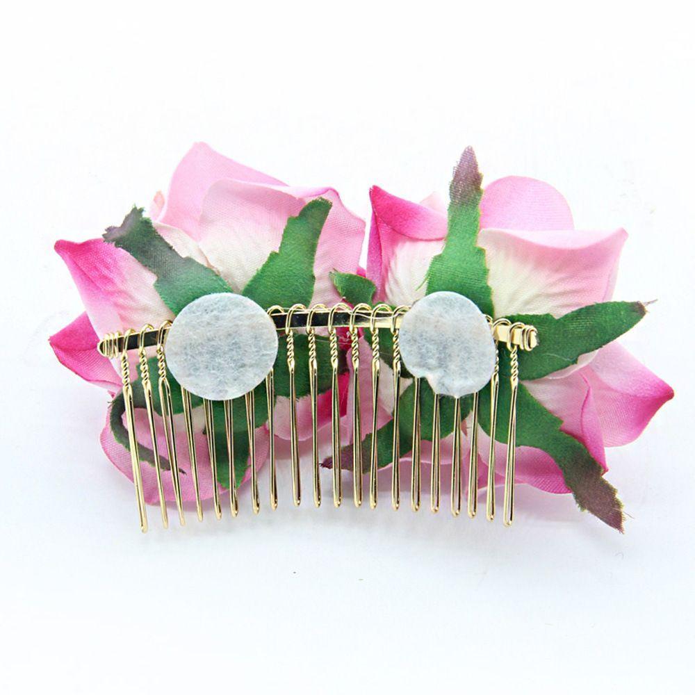 Festival Bridal Flower Hair Comb Bridesmaid Hair Jewelry Red Rose Hairpin Wedding Accessories