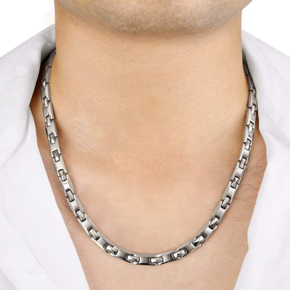 [HyyMe] 34-bead Germanium Necklace (99.999% Pure Titanium) Popular Static Electricity Removal Sublime Mineral Hematite Stylish Sports Men's & Women's