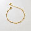 S09 Simple Korean Double-layer Round Ball Small Ball Gold Bead Bracelet, Stainless Steel Gold Women's