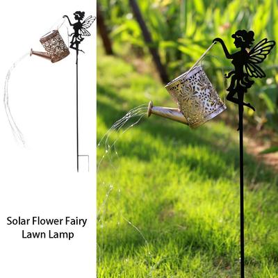 Solar Powered Solar Watering Can Lights Waterfall Effect Metal Construction Metal Kettle Lantern String Lights Design