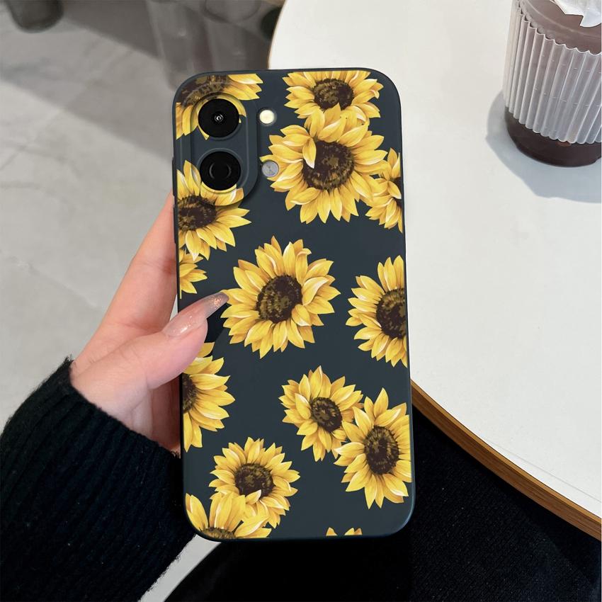Pour Tecno Spark Go 3 2 1S 30 40 40C Pova 7 Ultra Pro Neo Coque Belle Papillon Tournesol Mode Boîtier Silicone Liquide Doux Anti-Dérapant Housse Arrière