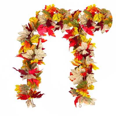 Simulation Maple Leaf Vine, Halloween Harvest Festival Vine Black Maple Leaf Fall Vine Outdoor Flower Arrangement