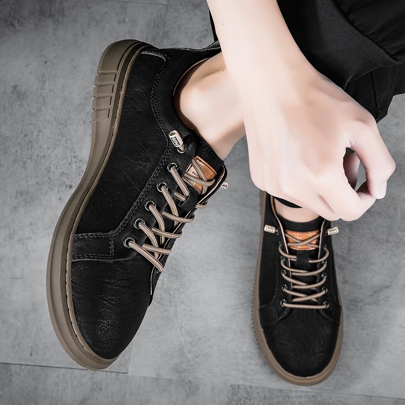 High Quality Men's Summer New Two-layer Cowhide Mesh Breathable Board Shoes with Fashionable Lace Up Outdoor Low Top Men's Shoes