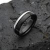 Waterproof Black Double Layer Stainless Steel Wedding Band Ring for Women Unique 6mm Engagement Promise Jewelry