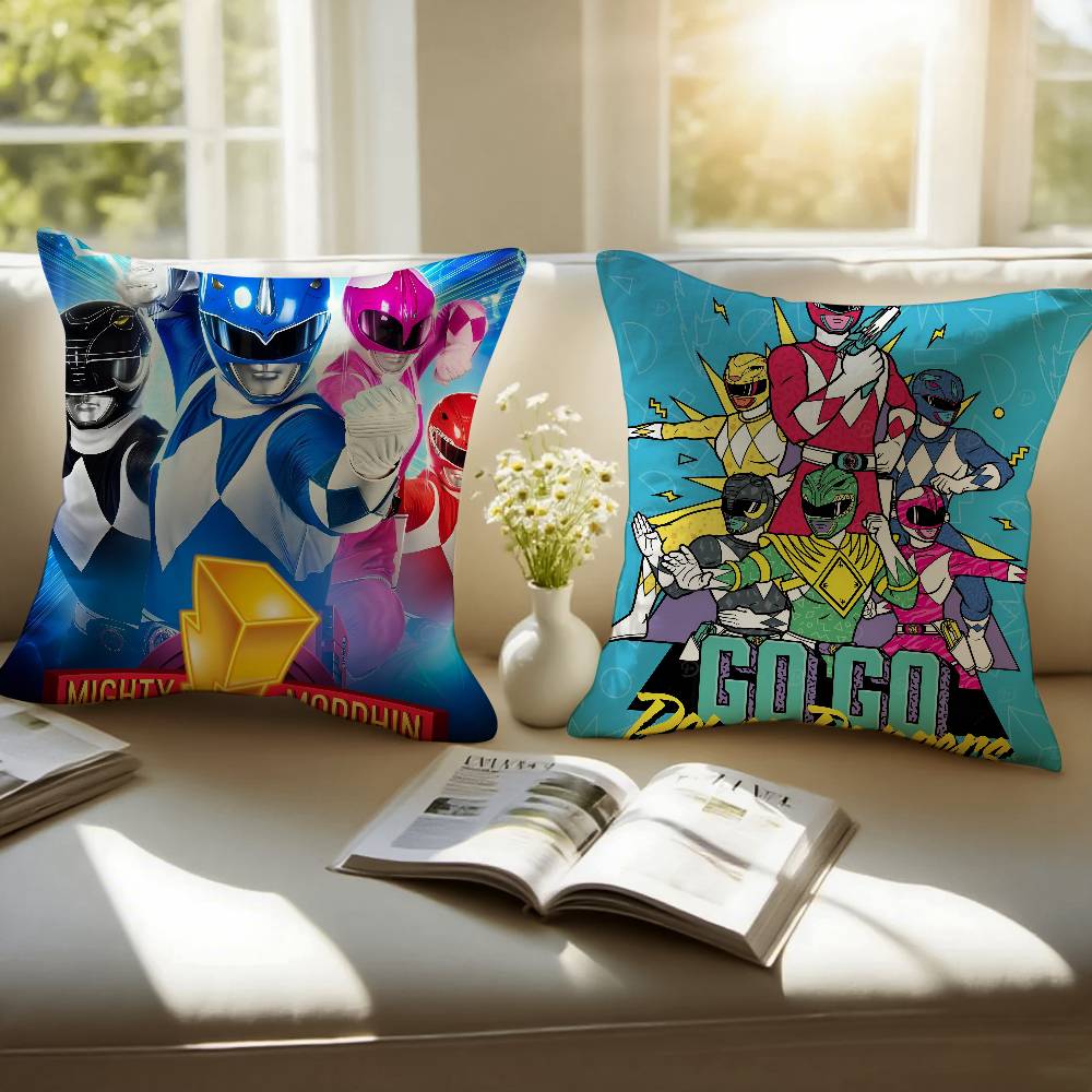M-Mächtige M-Morphin Power Rangers Kissenbezug Milbenabweisender Kissenbezug Unsichtbarer Reißverschluss Seidiger Kurzplüsch Sofakissenbezug