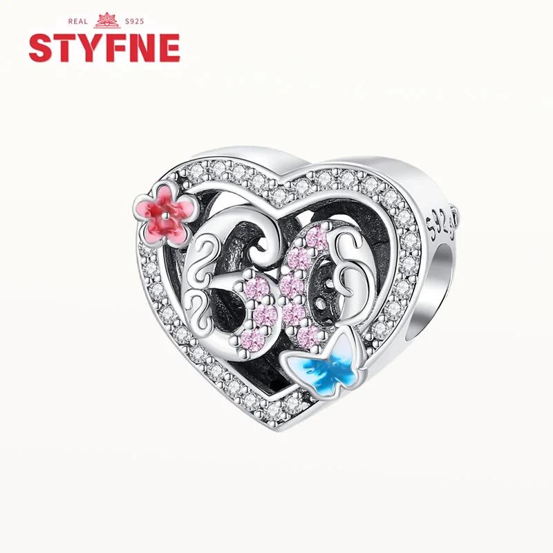 copper Happy Birthday Charm Bead Charms Love Numbers Celebration Anniversary Serie Bead Charms for Women Diy Authentic Bracelets Jewellery Gift