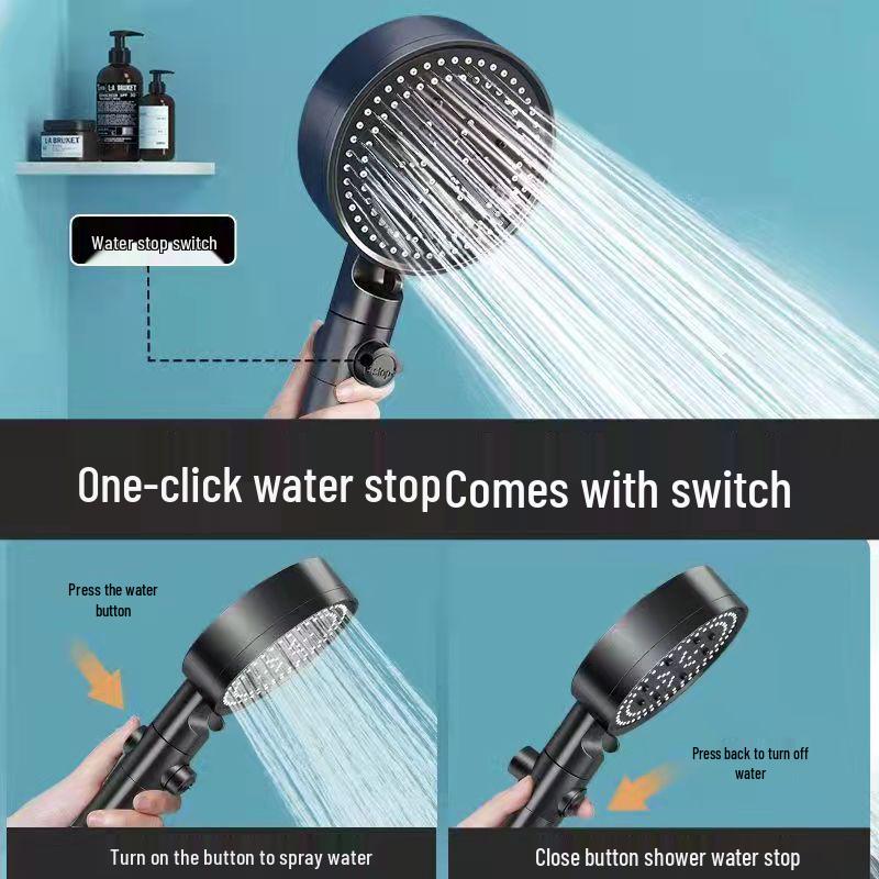 Handheld Lotus Shower Head with Heater and Bracket Set for Bathroom