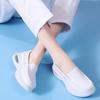 Women's Thick Soled Work Shoes Soft Soled Leather Breathable and Non-slip Nursing Shoes White Hollow Wear-resistant Casual Shoes