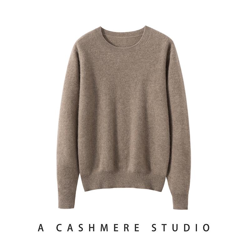 Damen 100% Kaschmir Strickpullover mit Rundhalsausschnitt, locker geschnitten - Herbst/Winter Langarm Basisschicht Top