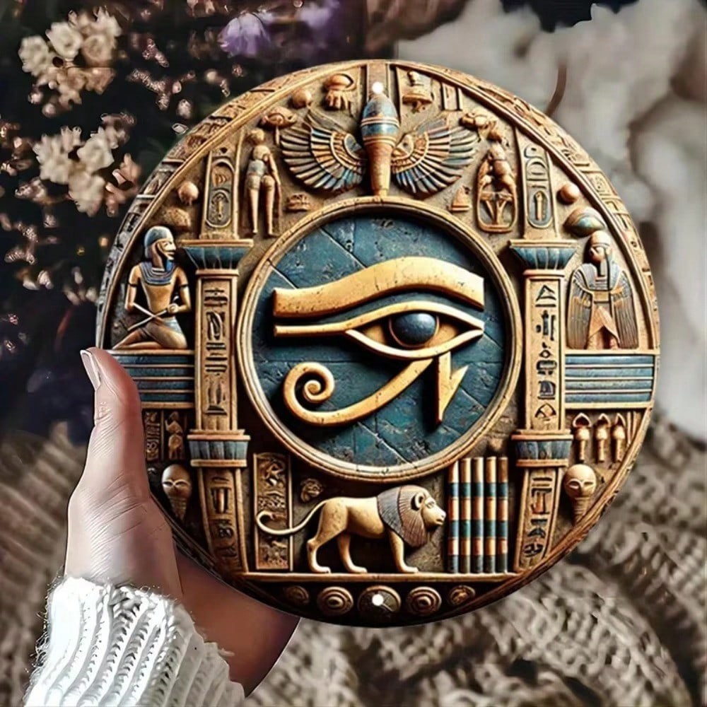 Vintage Horusauge Metall-Wandkunst Handgeschnitzt Rustikale Wohnkultur