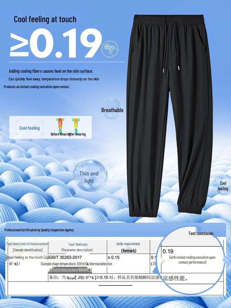 Men's Summer Ice Silk Loose Joggers - Quick-Drying Korean Style Casual Pants
