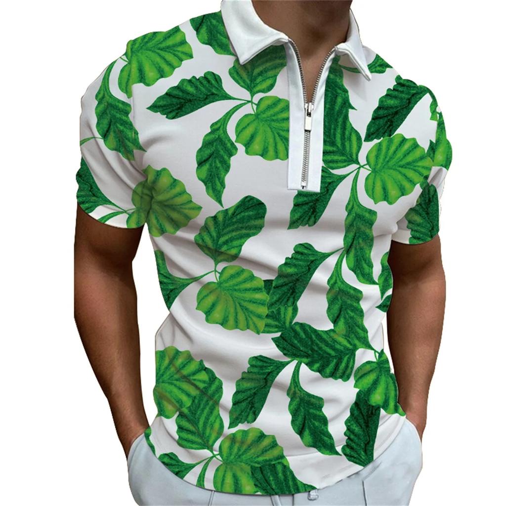 Herrmode Kortärmad POLO-skjorta med dragkedja Herr Personlig Tryckt Krage POLO-skjorta T-shirt