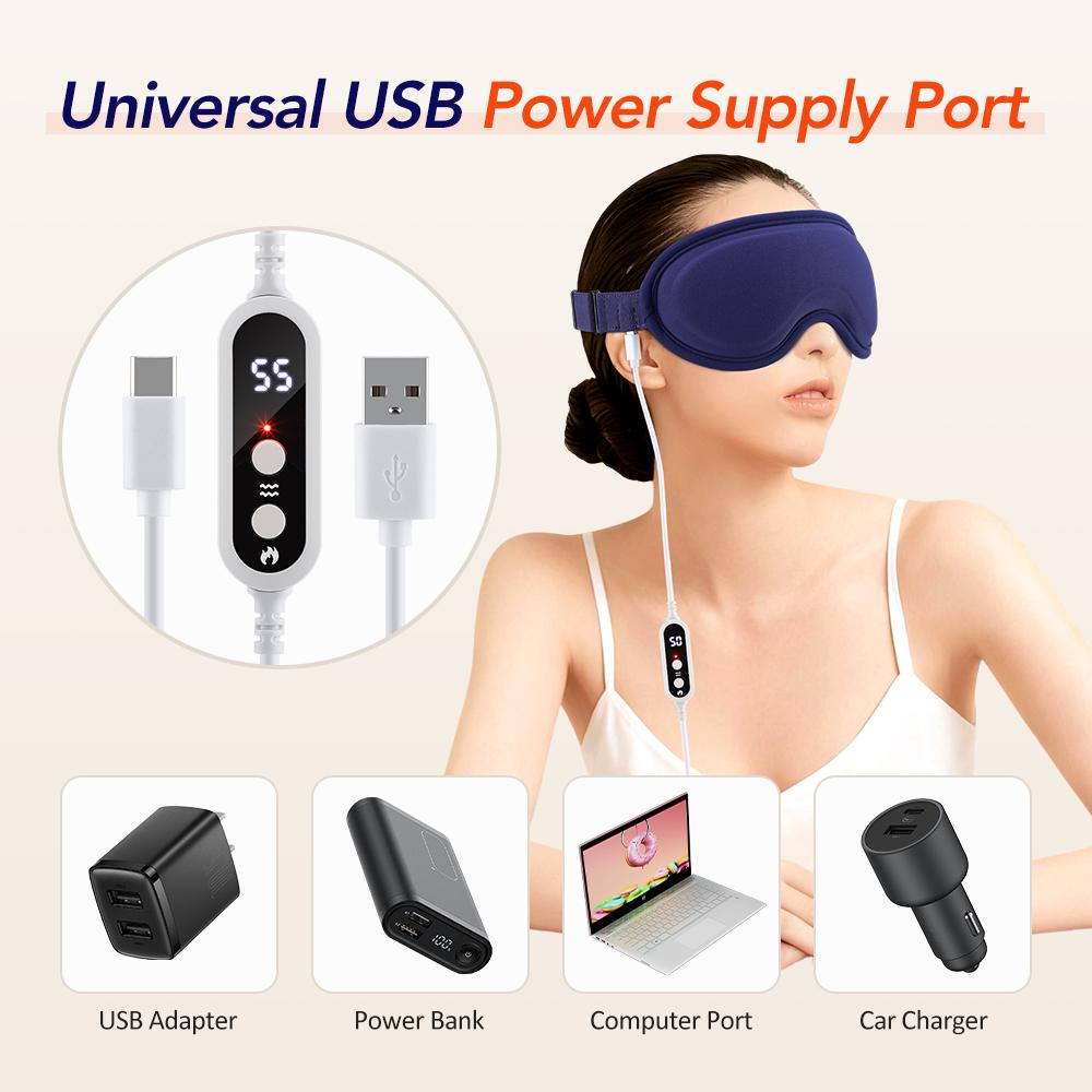 Electric Heating Eye Mask 3D Massage USB 5-Level Hot Compress Smart Timing Eye Vibration Massager Sleep Shading Relieve Fatigue