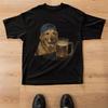 Lustiger Golden Retriever mit Kappe trinkt Bier T-Shirt Hund Meme Neuheit Sarkastisch Lässig Für Vintage Stilvoll Vielseitig