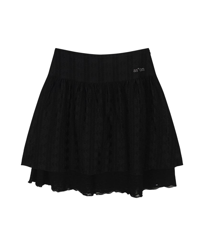 Aejeuon Lacy Check Skirt / Black