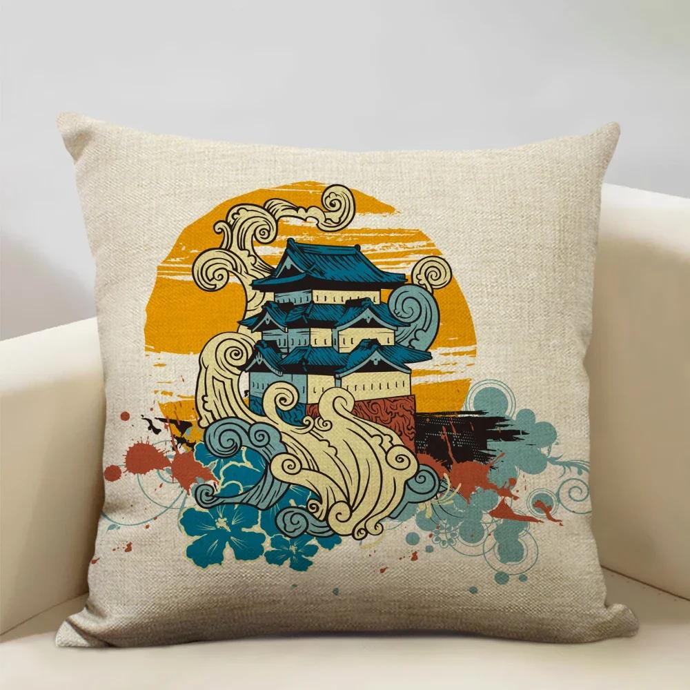 Japanese Scenes: Cherry Blossoms Double-Sided Printed Pillow Cover Short Plush Suitable Living Rooms Sofas Throw Cushion Cover
